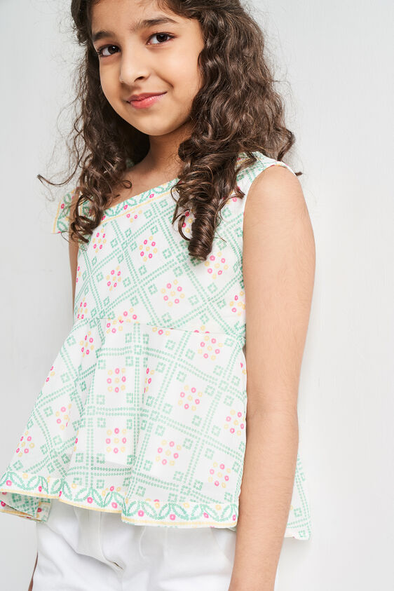 White Sleeveless Flared Top, White, image 1
